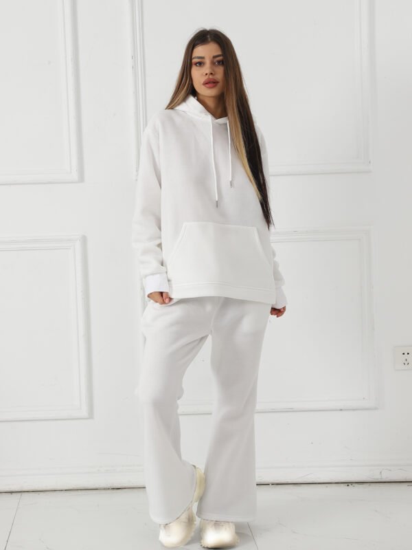 Women's Fashionable Casual Solid Color Long Sleeved Sweatshirt Set - Image 2
