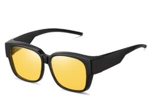 URUMQI Night Vision Driving Glasses For Women Anti Glare Fit Over Glasses, Polarized Night Time Glasses HD Yellow Lens