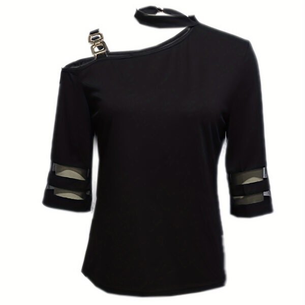 Ladies' Irregular Collar Solid Color Hanging Neck Fashion Off Shoulder Top - Image 3