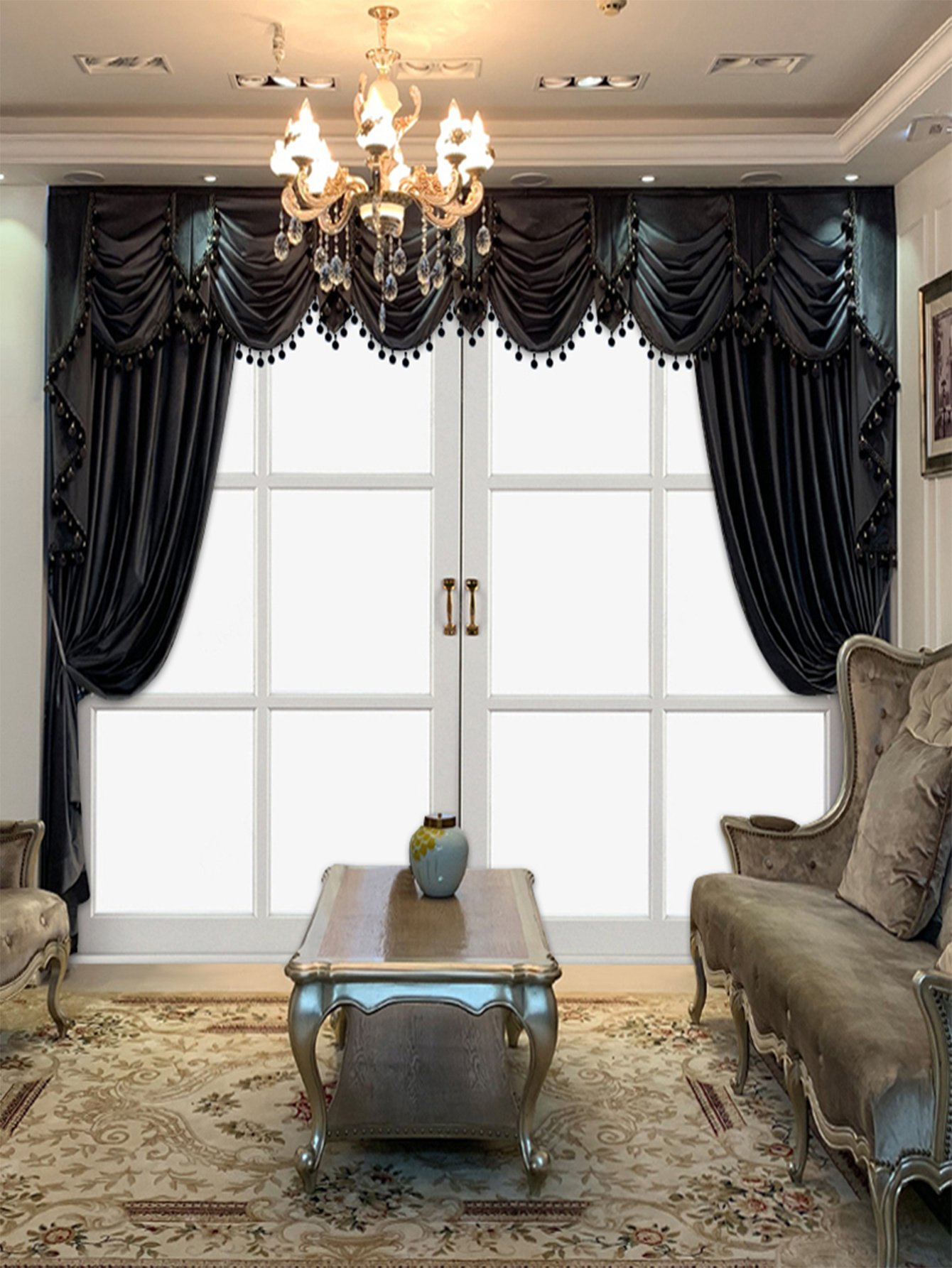 European Luxury Villa, Thick And Luxurious All-black Velvet Curtains, Living Room, Dining Room, Perfect Curtains. - Image 10
