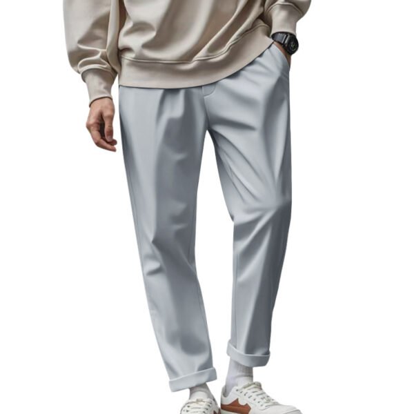 Men's Loose Comfortable Quick-drying Waist-tied Casual Business Pure Color Trousers - Image 5