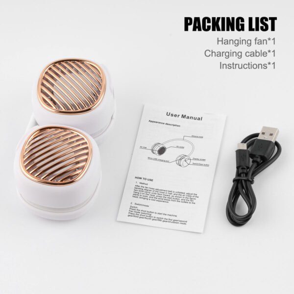 Portable Hanging Neck Fan 5 Speed Wearable Personal Fan Air Cooler Rechargeable - Image 8
