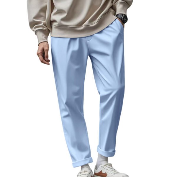 Men's Loose Comfortable Quick-drying Waist-tied Casual Business Pure Color Trousers - Image 4