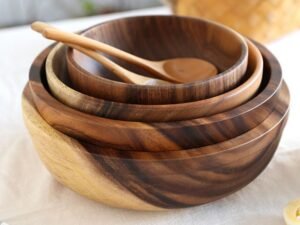 Kitchen Natural Wooden Bowl Household Fruit Bowl Salad Bowl For Home Restaurant Food Container Wooden Utensils Note The Size Hot