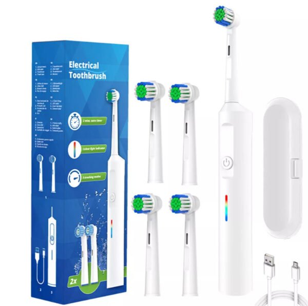 Toothbrush Electric Rechargeable Pro Rotating Brush Heads Timer Modes USB - Image 10