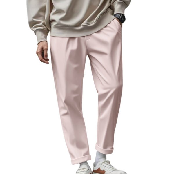 Men's Loose Comfortable Quick-drying Waist-tied Casual Business Pure Color Trousers - Image 3