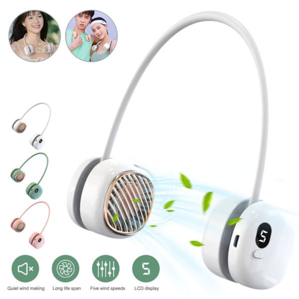 Portable Hanging Neck Fan 5 Speed Wearable Personal Fan Air Cooler Rechargeable - Image 10