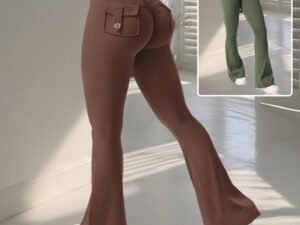 Yoga Fitness Flared Pants With Pockets Ins Fashion Slim High Waist Sports Trousers  Scrunch Butt Booty Workout Lifting Leggings