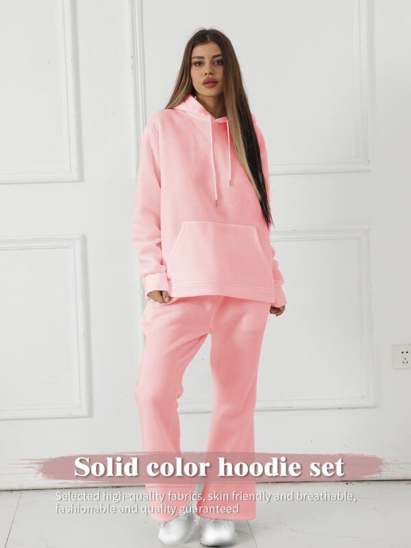 Women's Fashionable Casual Solid Color Long Sleeved Sweatshirt Set - Image 9
