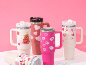 40 Oz Tumbler With Handle Straw Insulated, Stainless Steel Spill Proof Vacuum Coffee Cup Tumbler With Lid Tapered Mug Gifts For Valentine Lover Suitable For Car Gym Office Travel