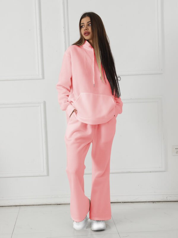 Women's Fashionable Casual Solid Color Long Sleeved Sweatshirt Set - Image 3