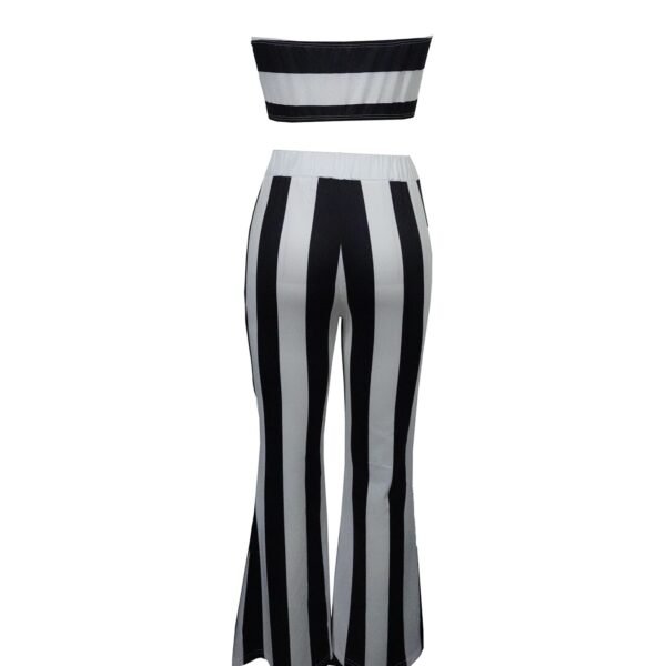 Women's Striped Camisole Vest Slim Fit Flared Pants Set - Image 4