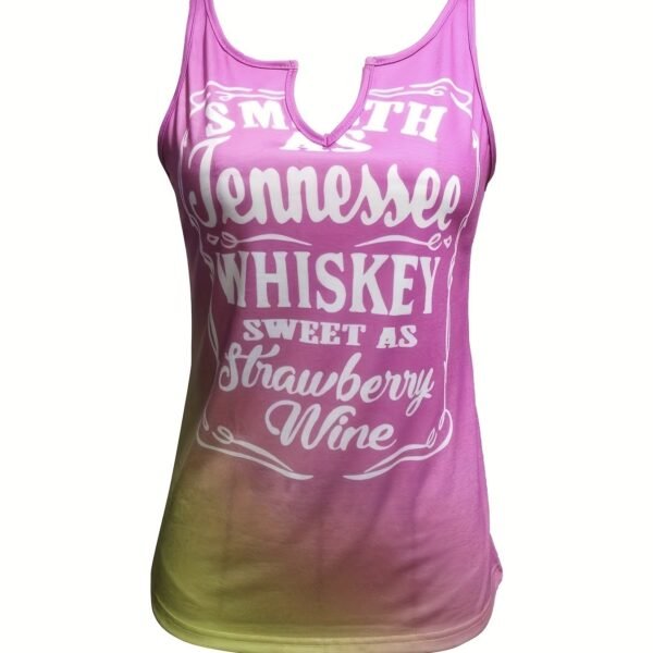 Ladies' Gradient Color Letter Printed Casual Versatile Fashion Vest - Image 3